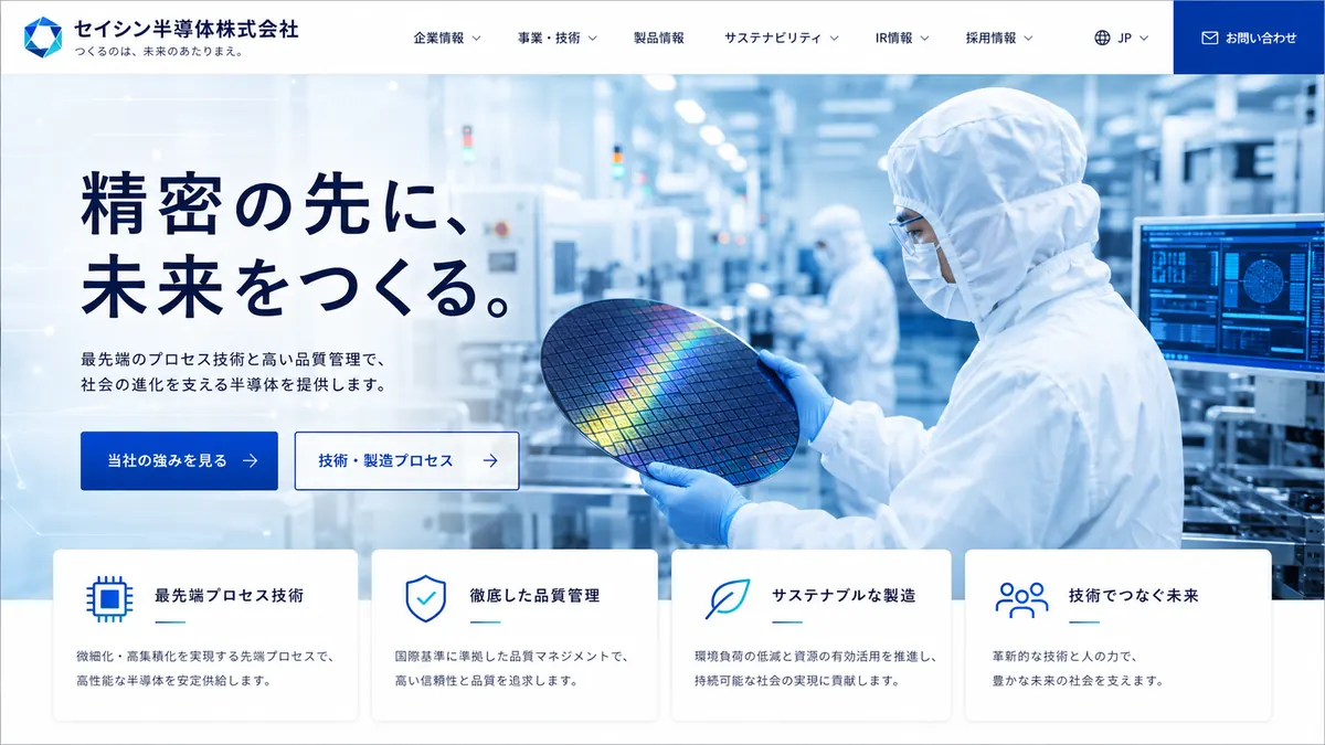 半導体関連会社向けのホームページデザインサンプル