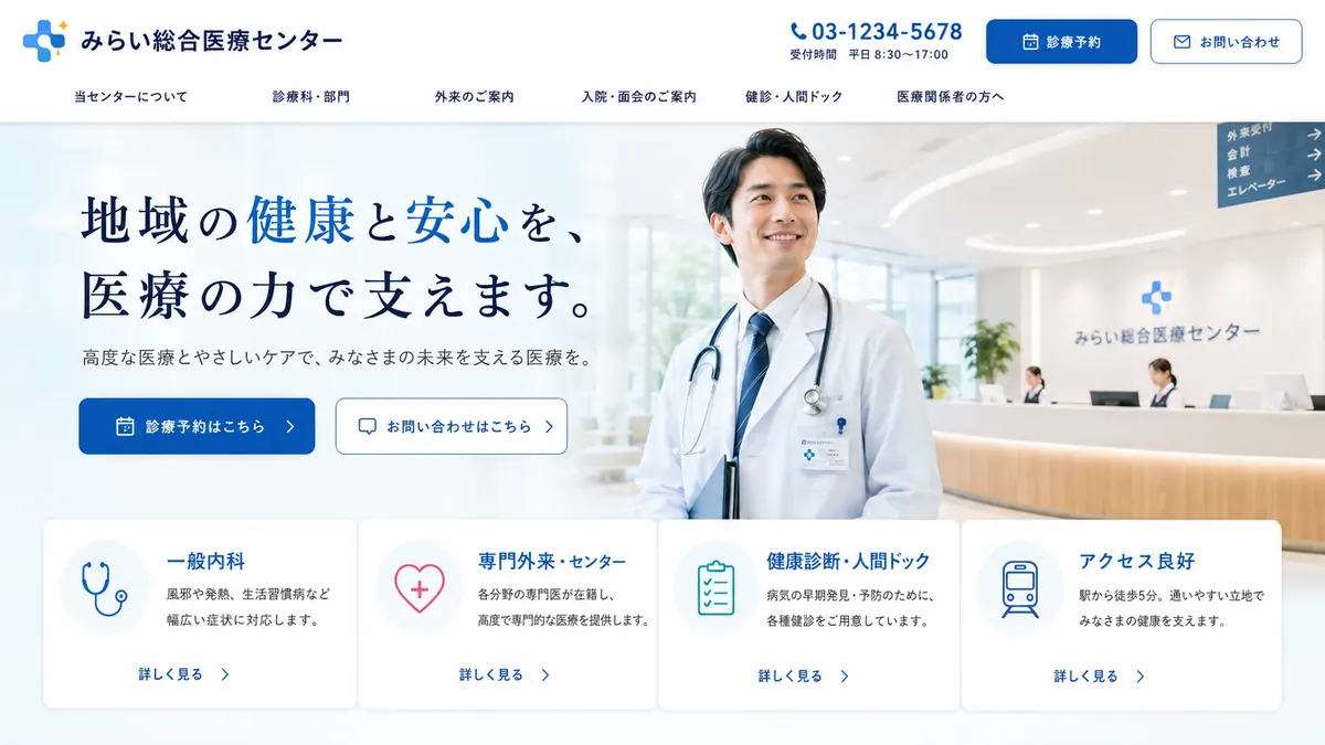医療センター向けのホームページデザインサンプル