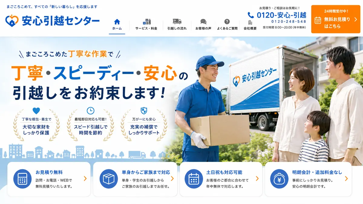 引越しサービス向けのホームページデザインサンプル