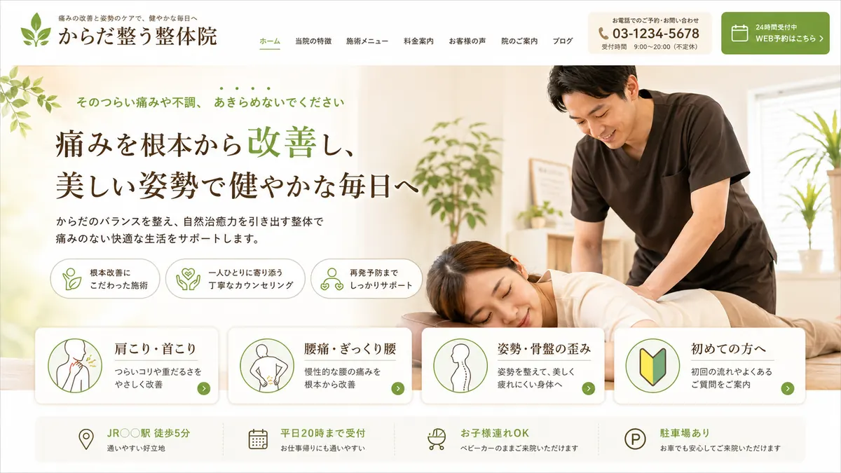 整体・整骨院向けのホームページデザインサンプル