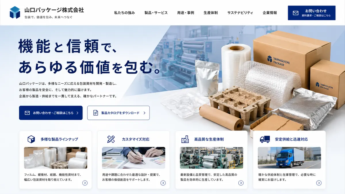 包装資材会社向けのホームページデザインサンプル