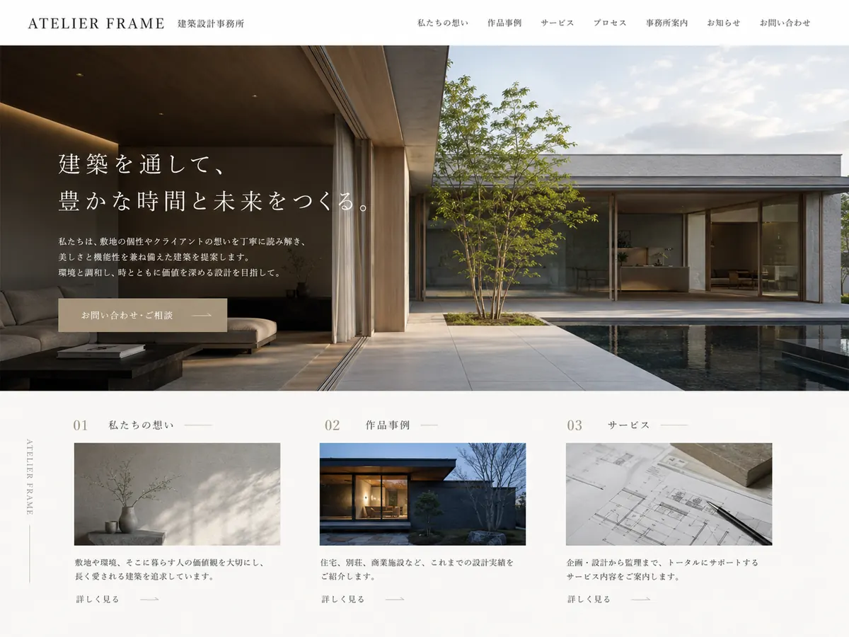 注文住宅・建築会社向けのホームページデザインサンプル