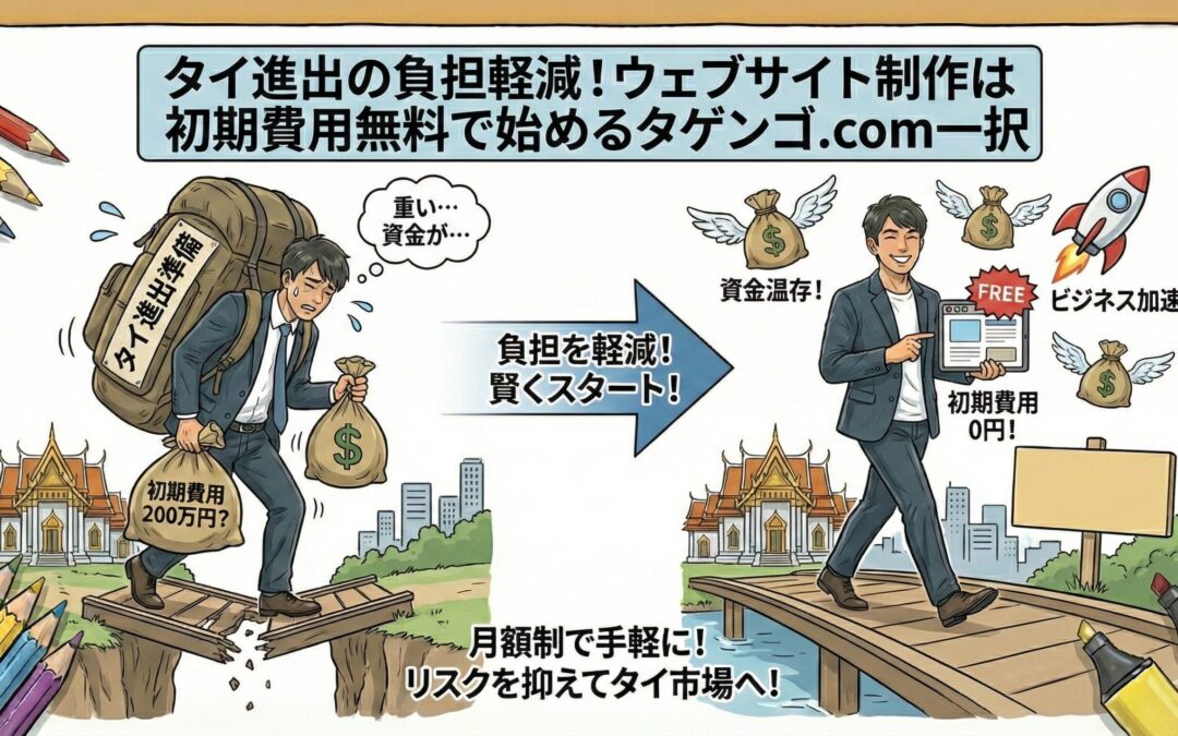 タイ進出の負担軽減！ウェブサイト制作は初期費用無料で始めるタゲンゴ.com一択