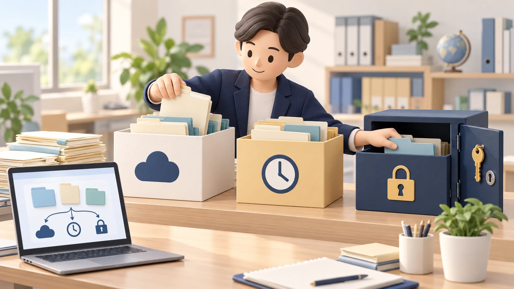 移行用・照会保管用・対象外を分け、授業や請求の必要な関係を示すデータ分類の概念図